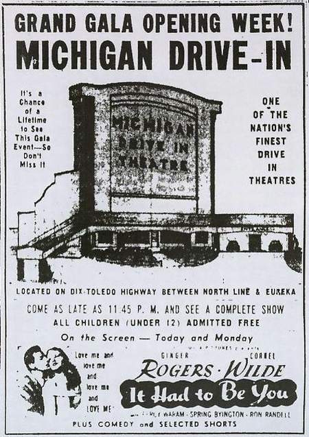 Michigan Drive-In Theatre - Michigan Grand Opening Week Ad 7-26-48 (newer photo)